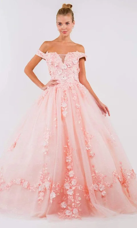 Elizabeth K - GL1958 Floral Applique Off Shoulder Ballgown Garden party dresses