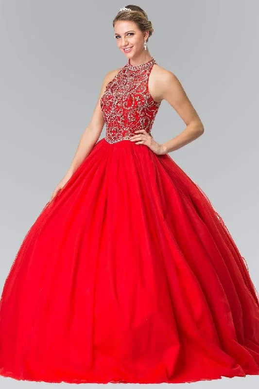 Elizabeth K - GL2206 High Illusion Ornate Ballgown Discounted party dresses