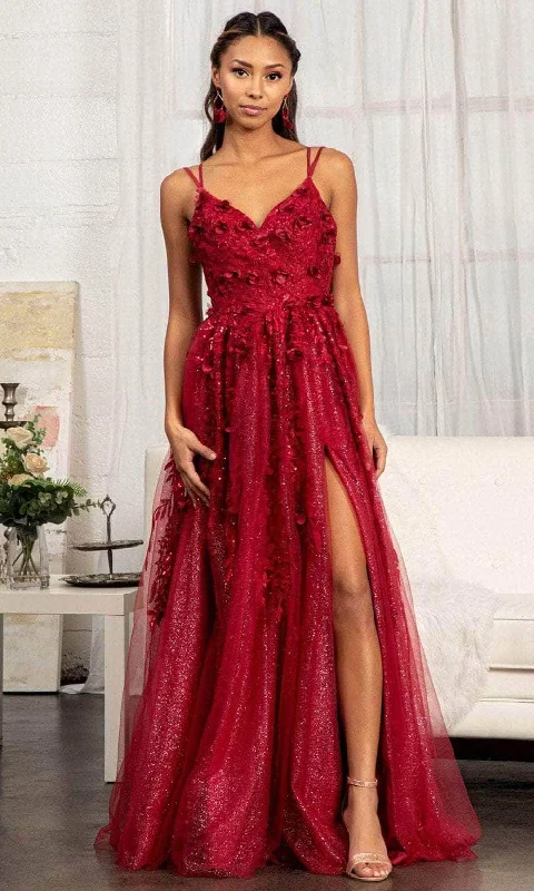 GLS by Gloria GL3033 - Appliqued V-Neck Prom Gown Hot new arrivals in party dresses