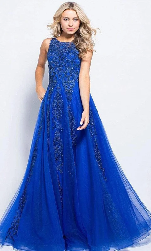 JVN by Jovani - JVN59046 Embellished Sleeveless Modest Prom Tulle Gown Boho party dresses