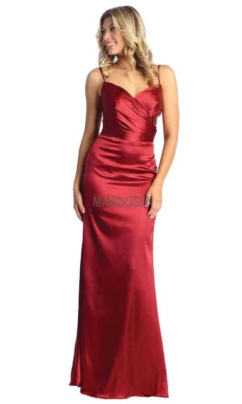 May Queen MQ1931 - Sleeveless V-Neck Sheath Prom Gown Petite party dresses