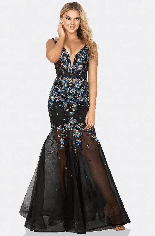 Terani Couture - 2012P1357 Trailing Floral Beaded Trumpet Gown Best party dresses for plus size