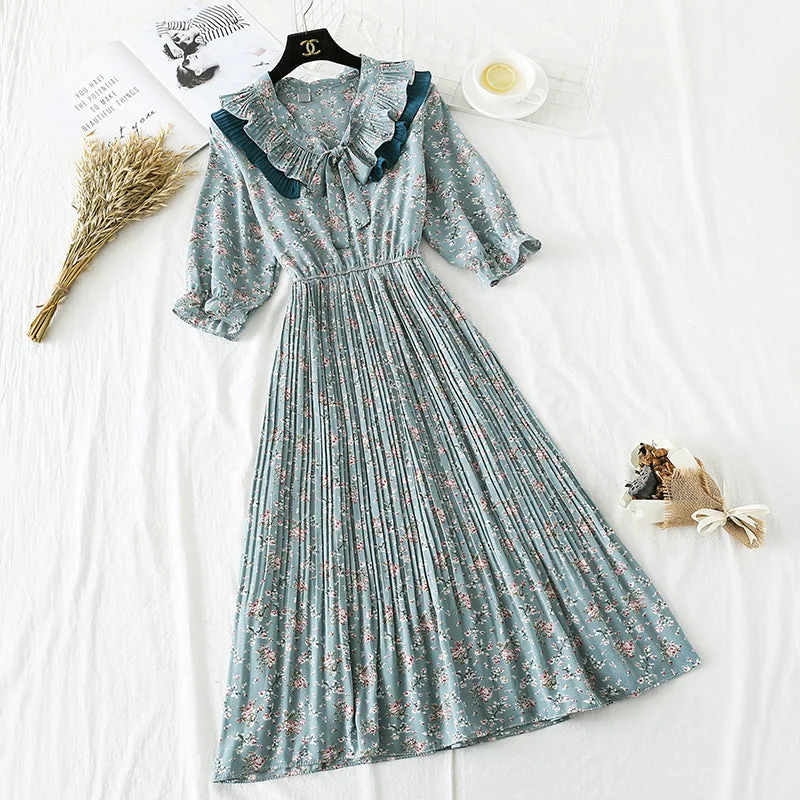 Vintage Floral Chiffon Dress  2193 Date night floral dresses