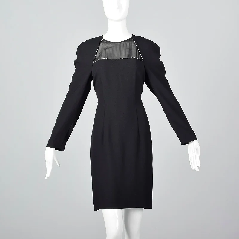 1990s Black Shift Dress with Illusion Bust High-end unclassified dresses