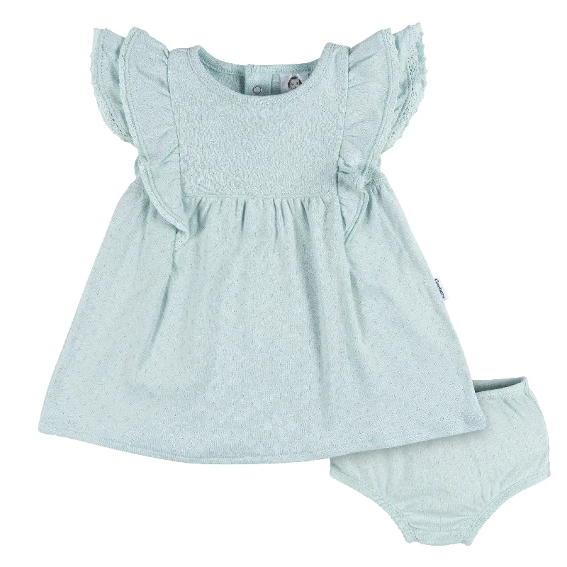 2-Piece Baby Girls Aqua Blue Dress & Diaper Cover Set Spring unclassified dresses