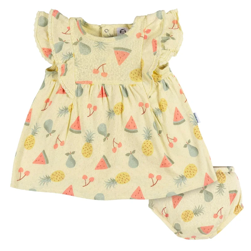 2-Piece Baby Girls Fruit Dress & Diaper Cover Set Bold pattern unclassified dresses