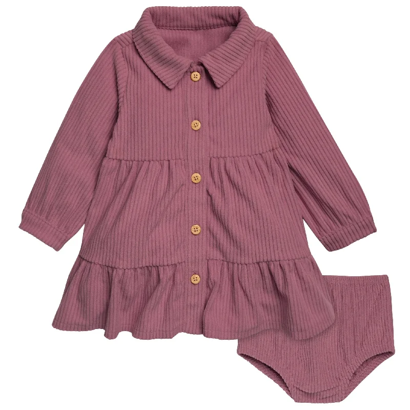 2-Piece Baby Girls Wine Corduroy Dress Set Gothic unclassified dresses