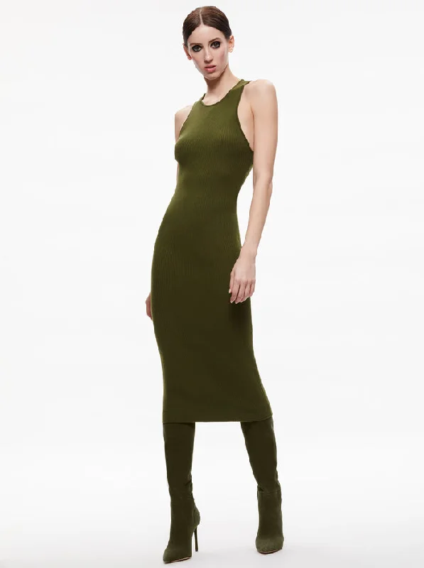 Alice + Olivia - Wright Tie Back Dress - Olive Wedding guest unclassified dresses