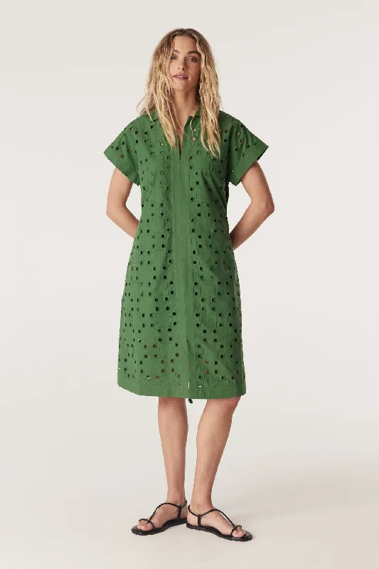 Ally Embroidered Dress  - Green Dark color unclassified dresses