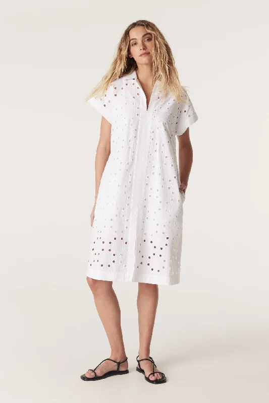 Ally Embroidered Dress  - White Chiffon unclassified dresses