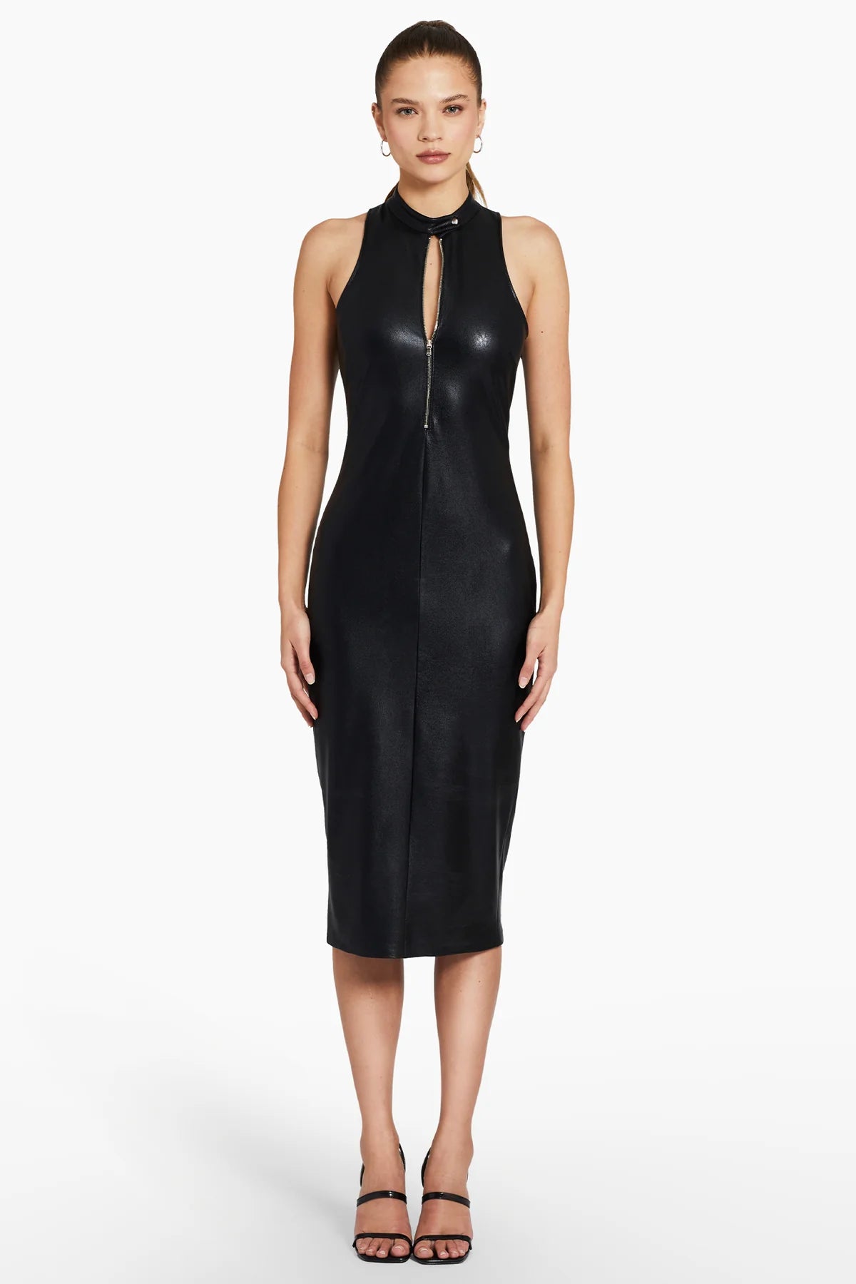 Amanda Uprichard - Declan Dress In Faux Leather - Black Graduation unclassified dresses