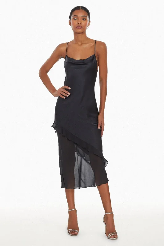 Amanda Uprichard - Luciana Silk Dress - Black Neutral tone unclassified dresses