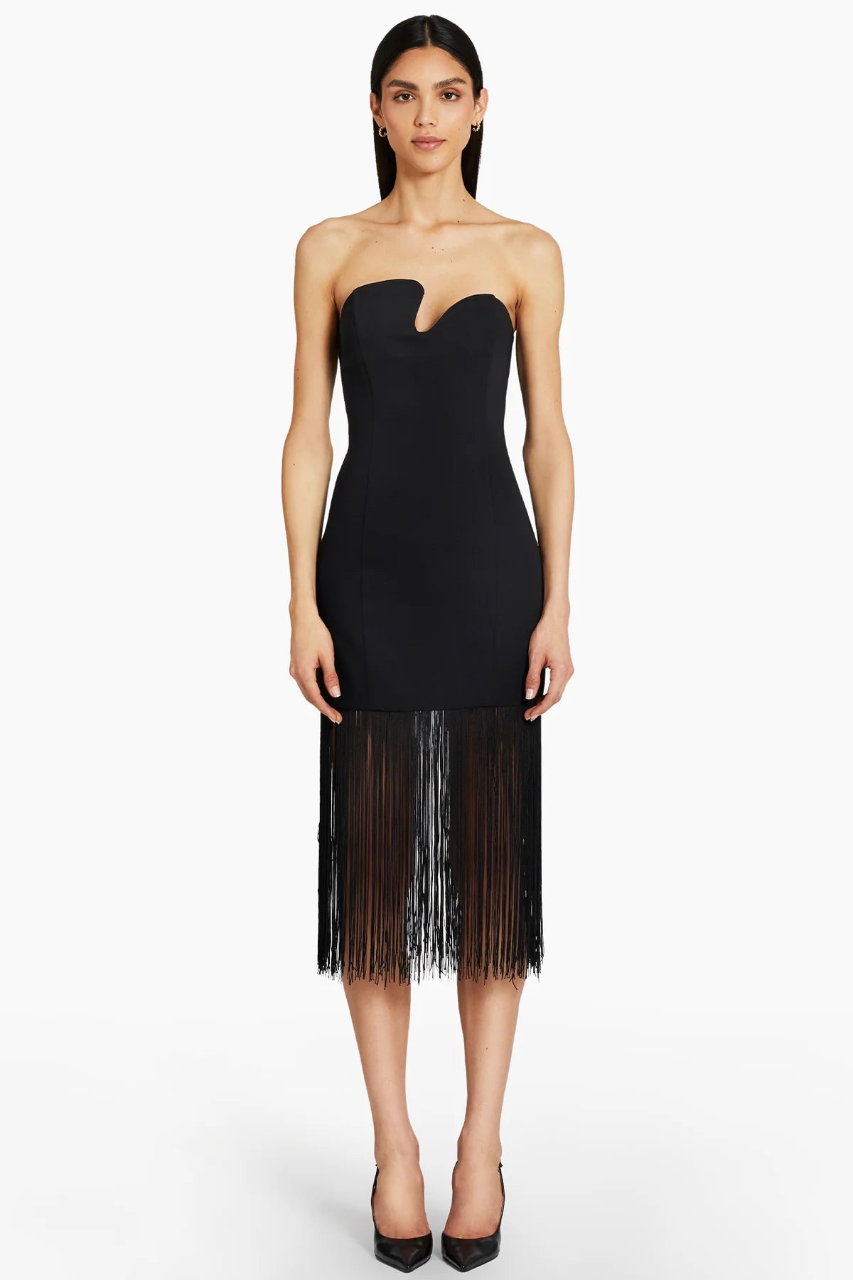 Amanda Uprichard - Strapless Puzzle Dress With Fringe - Black Lounge unclassified dresses