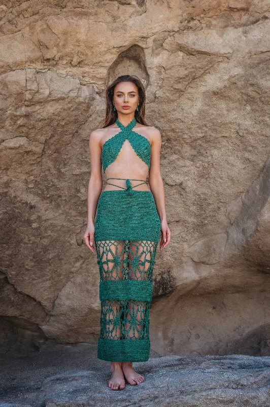 Amaya Crochet Two Piece Set | Emerald Formal unclassified dresses