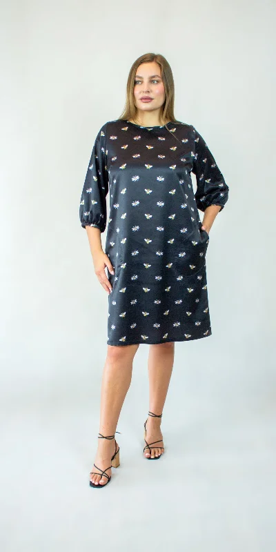 Dress in shiny fabric with bees Petite unclassified dresses