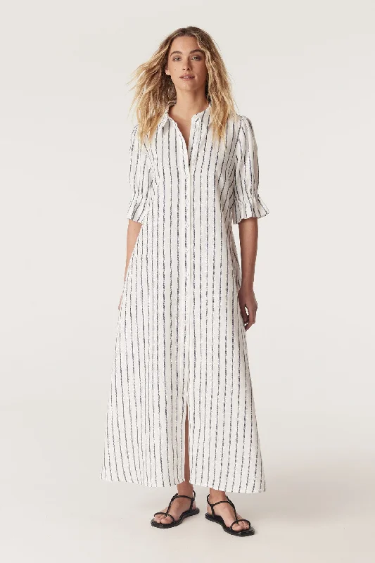 Avondale Linen Dress - Navy Stripe Graduation unclassified dresses