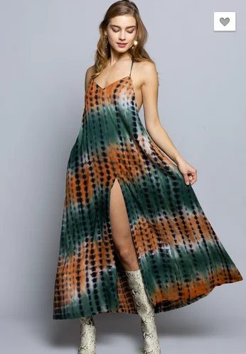 BAMBOO TYE DYE HALTER DRESS Office unclassified dresses