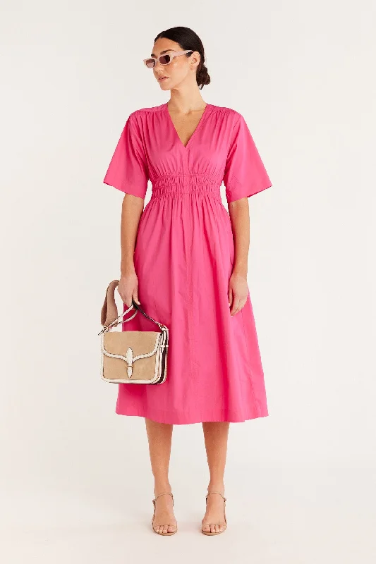 Bella Poplin Dress - Hot Pink A-line unclassified dresses