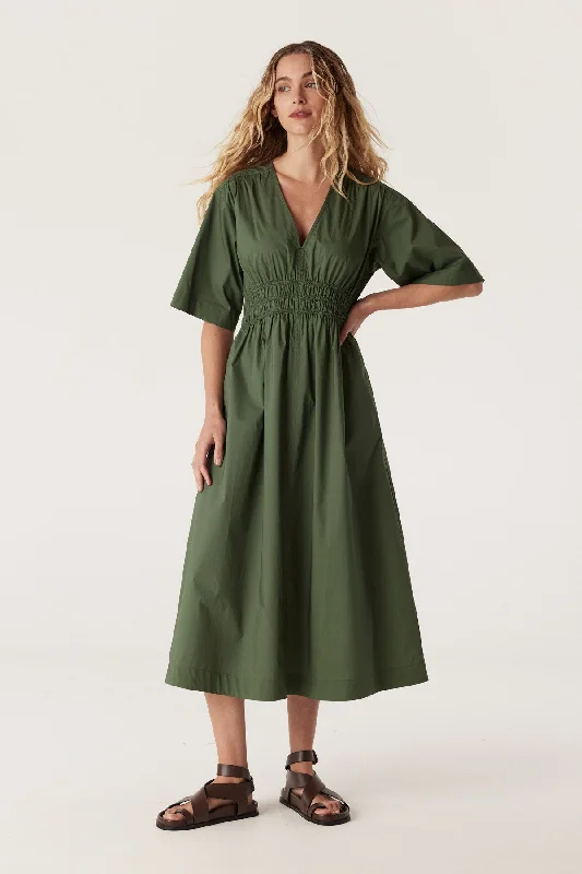 Bella Poplin Dress - Moss Green Lace unclassified dresses