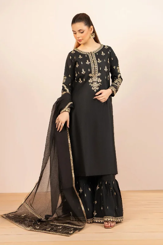 Black Golden Katan Gharara Club unclassified dresses