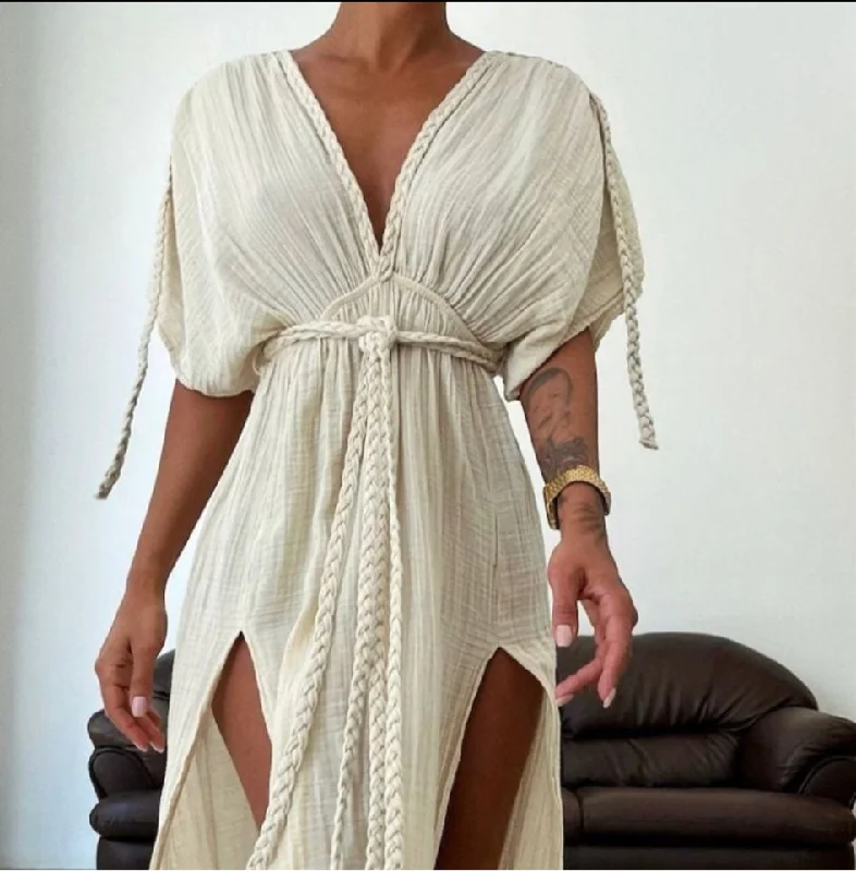 Boho Goddess Braided Eclectic Dress Vacation unclassified dresses