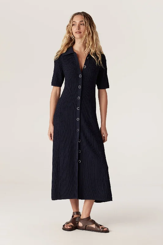 Brooke Crepe Rib Dress - Navy Everyday wear unclassified dresses