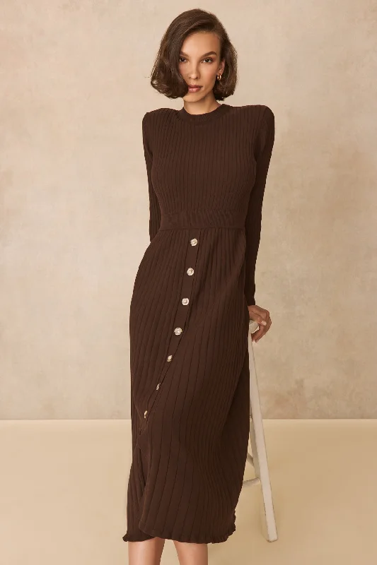 Button Front Knit Dress Breathable unclassified dresses