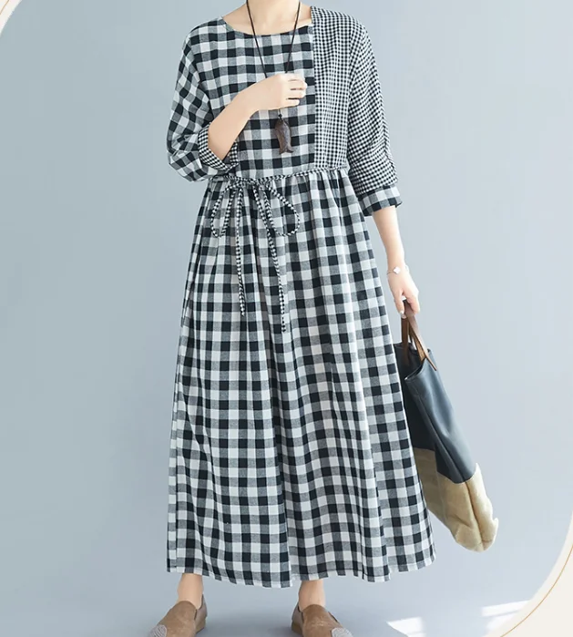 Checked Dresses Loose Fall Dresses Casual Women Dresses ZRL97213 Engagement unclassified dresses