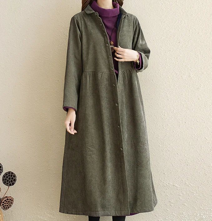 Corduory Cotton Dresses Loose Winter Autumn Dresses Casual Women Dresses ZRL97213 Party unclassified dresses