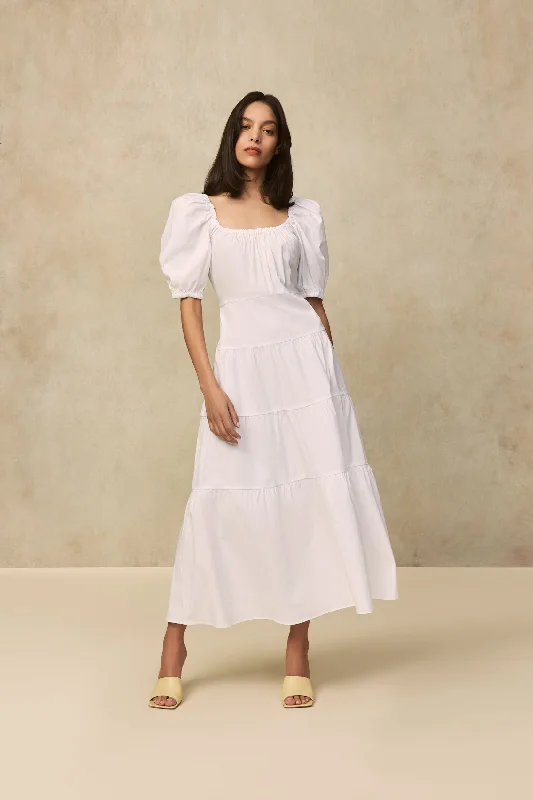 Cotton Poplin Tiered Dress Short unclassified dresses