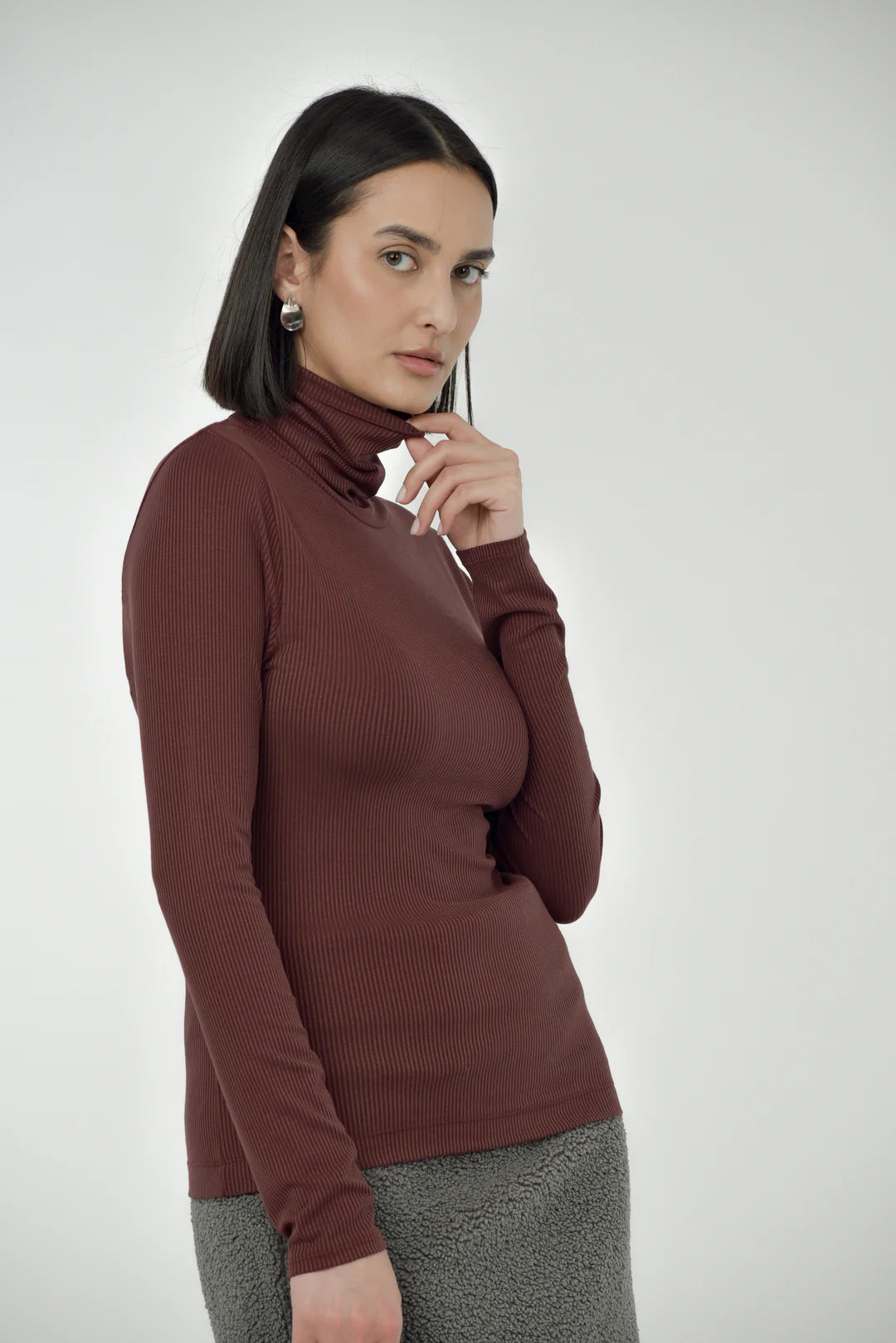 Cynthia Turtleneck Truffle Silk unclassified dresses