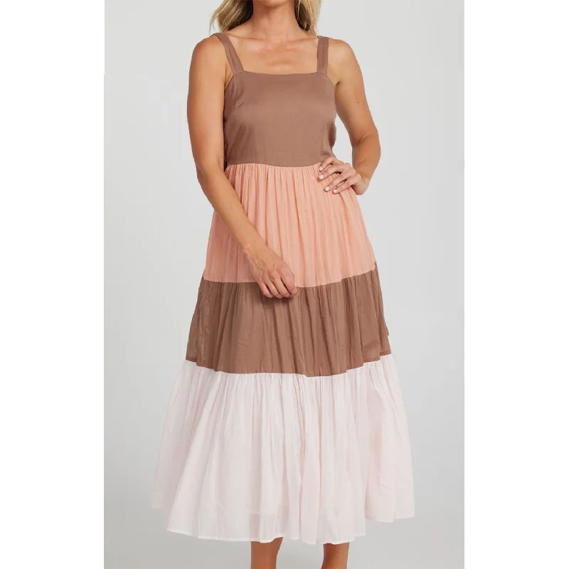 Dress Carmello - Cocoa + Terracotta + Pink Sorbet Boho unclassified dresses