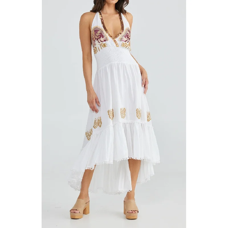 Dress Flamenco - White & Embroidery High-end unclassified dresses