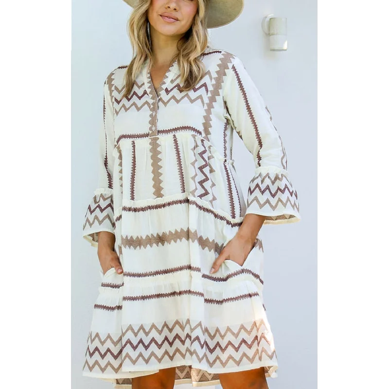 Dress Mediterranean - White & Latte Sexy unclassified dresses