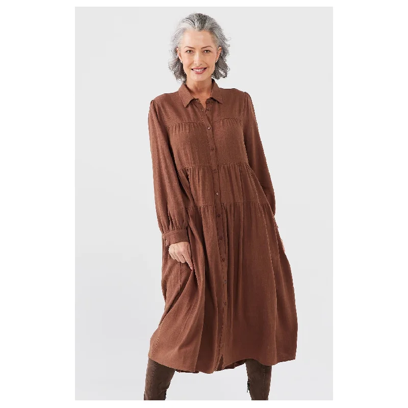 Dress Scarlett - Chocolate Linen Viscose Lace unclassified dresses