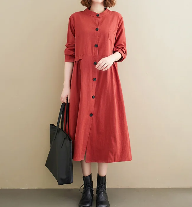 Red Dresses Loose Fall Dresses Casual Women Dresses ZRL97213 Silk unclassified dresses