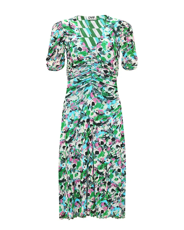 DVF KOREN REVERSIBLE DRESS | FLOWER BED/ARTA GEO GREEN Sleeveless unclassified dresses