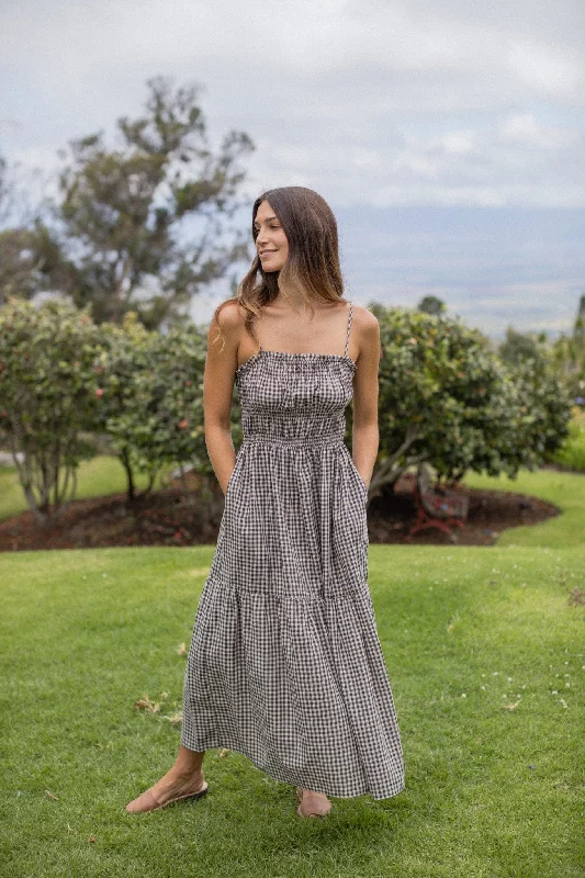 Everly Dress - Chesnut Gingham Engagement unclassified dresses