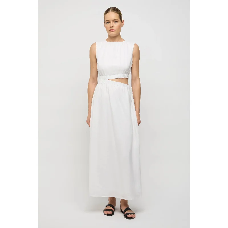 Friend of Audrey Camile Linen Cut-out Dress - White Vacation unclassified dresses