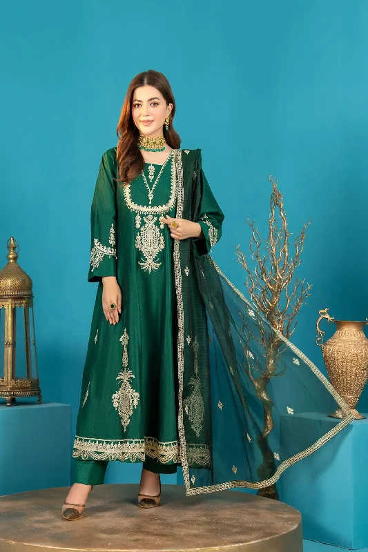 Green 3pc Katan Frock Suit Summer unclassified dresses