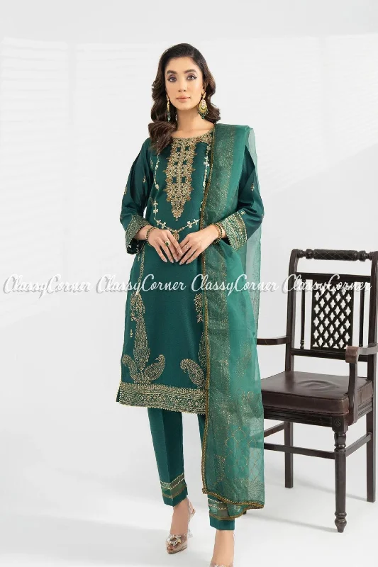 Green Golden Pakistani Readymade Salwar Kameez Trendy unclassified dresses