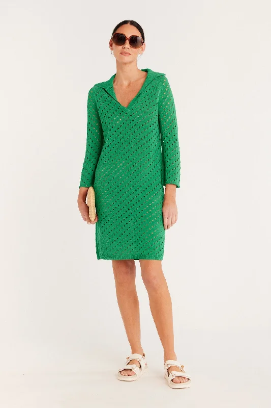 Henley Mesh Tunic - Emerald Green Velvet unclassified dresses