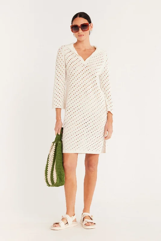 Henley Mesh Tunic - White Long sleeve unclassified dresses