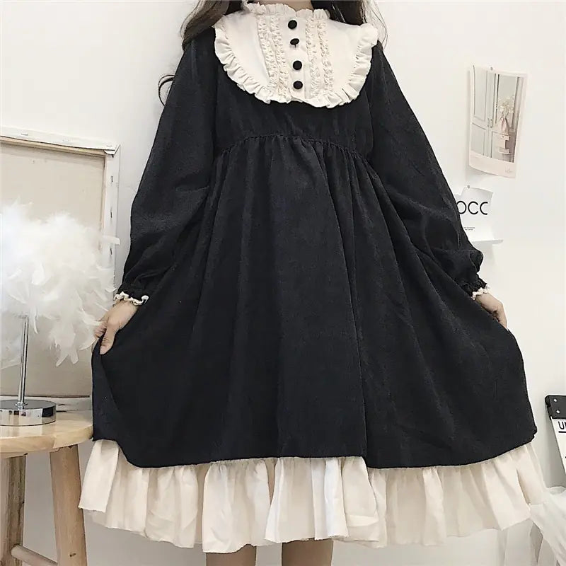 Japanese Style Autumn High Waist Dresses Petite unclassified dresses