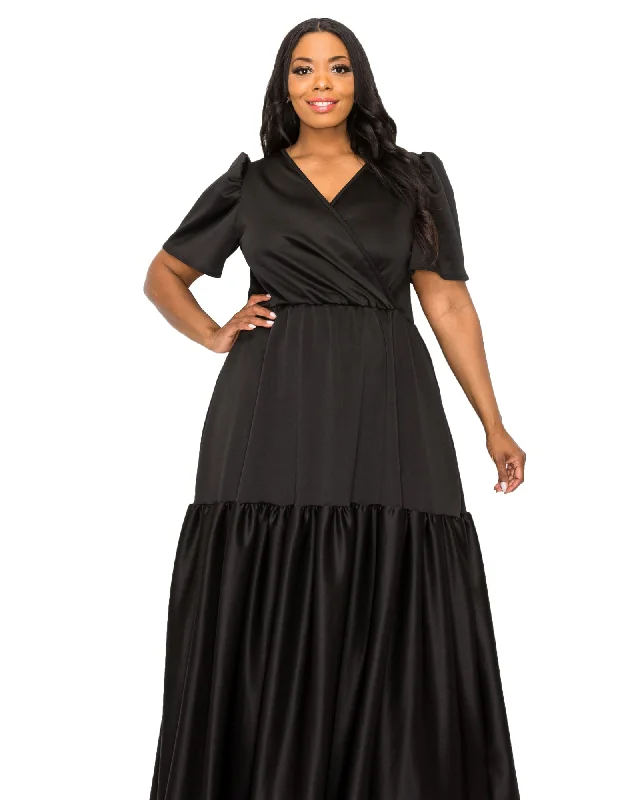 Joli Surplice Neck Dress | Black Graduation unclassified dresses