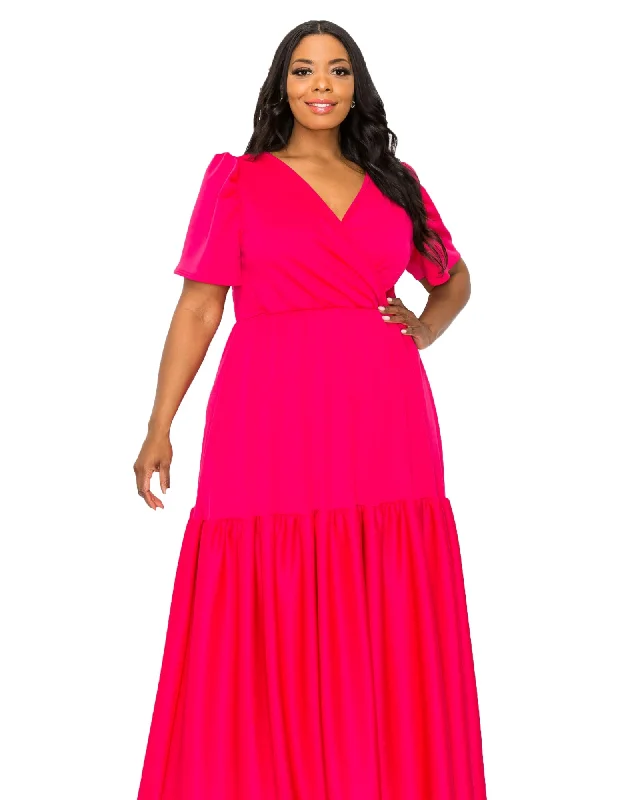 Joli Surplice Neck Dress | Fuchsia Discounted unclassified dresses