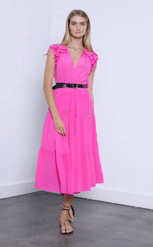 Karina Grimaldi - Sabrina Dress - Neon Pink Winter unclassified dresses