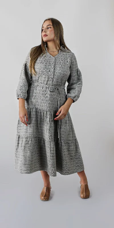 Folk style linen dress Wrap unclassified dresses