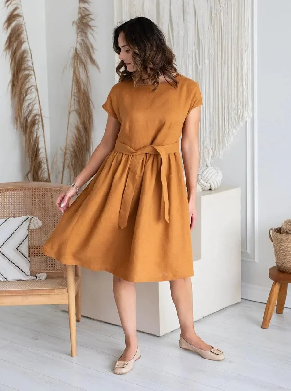 Linen Dress Amy Mustard Graduation unclassified dresses