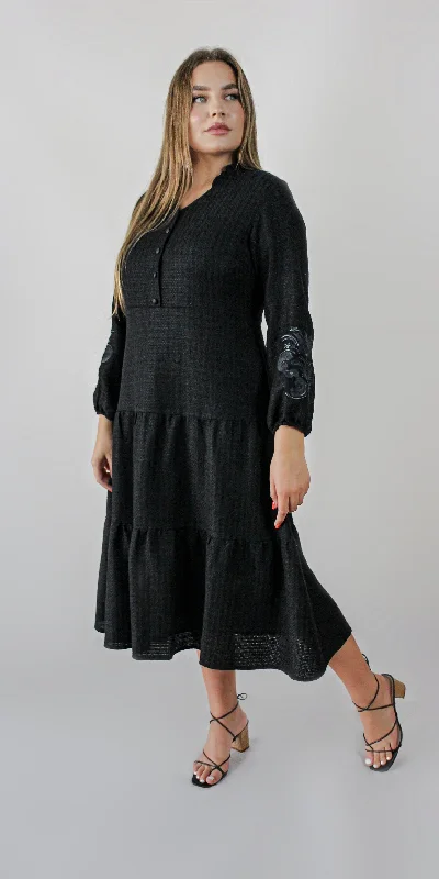 Linen dress with embroidered sleeves A-line unclassified dresses